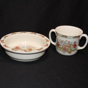 Vintage 1936 Royal Doulton “Bunnykins” Bowl/Cup Set Fine Bone China